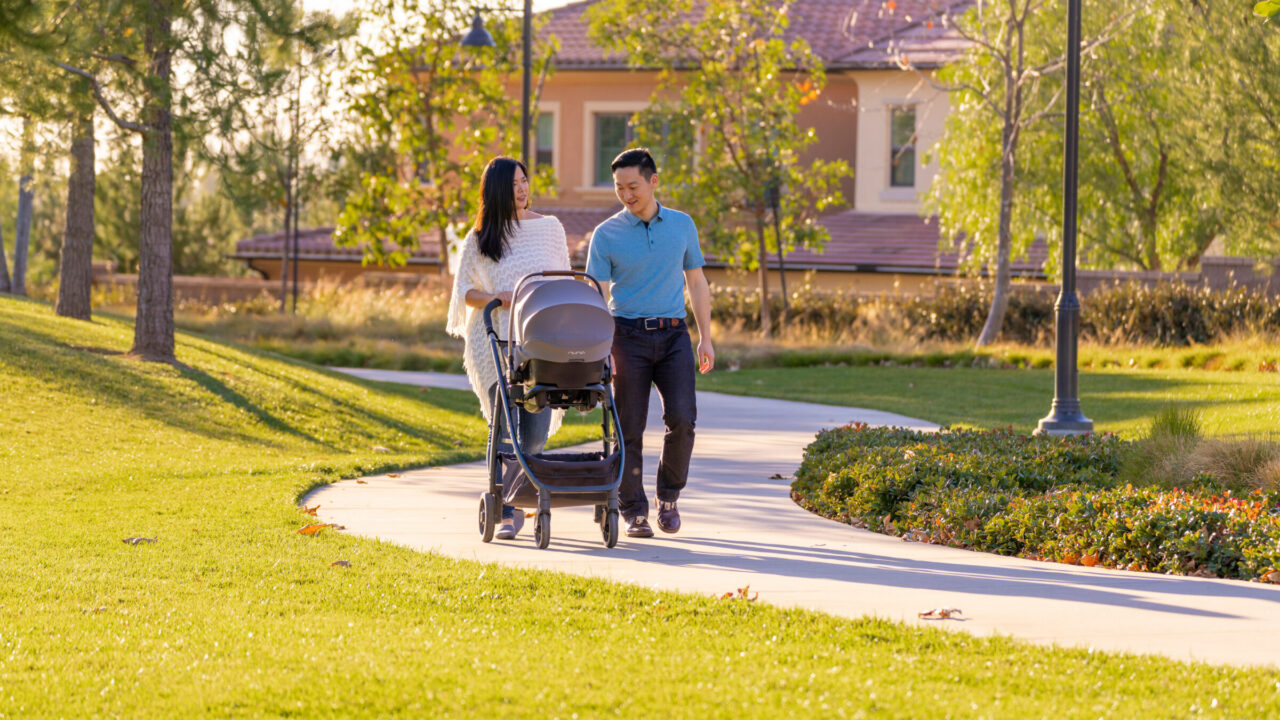 couple walking in park