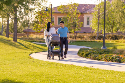 couple walking in park